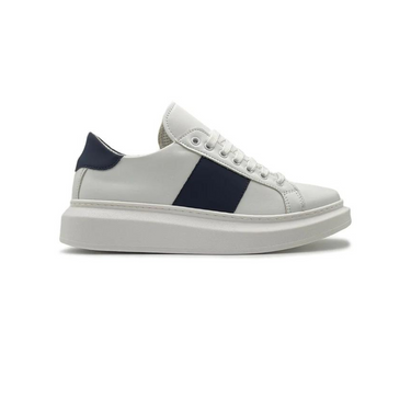 Sneakers bianche in pelle con inserto blu - FLAG STORE